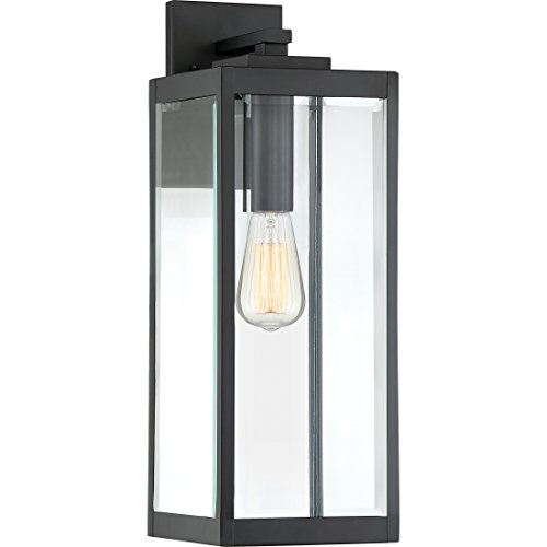 Image of Quoizel Westover 20 inch Outdoor Wall Lantern, Earth Black | 1-Light, Clear Beveled Glass, E26 Base, ETL Wet Rated