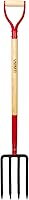 VNIMTI 4-Tine Garden Fork - Heavy Duty Steel Spading Digging Compost Fork, 45 Inch Y-Grip Wooden Handle