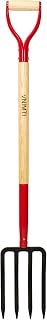 VNIMTI 4-Tine Garden Fork - Heavy Duty Steel Spading Digging Compost Fork, 45 Inch Y-Grip Wooden Handle