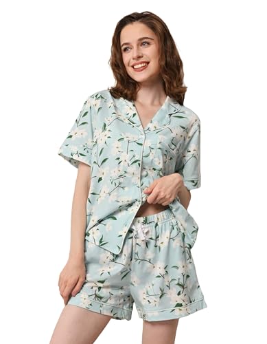 Image of NAP BOUND 100% Cotton Pajamas for Women Sets 2 Pieces Pjs Button short sleeves with Pockets Soft Sleepwear Loungewear XS-XXL