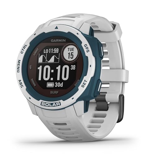 Garmin Instinct Solar Surf, Reloj GPS resistente con carga solar - Blanco (Reacondicionado)