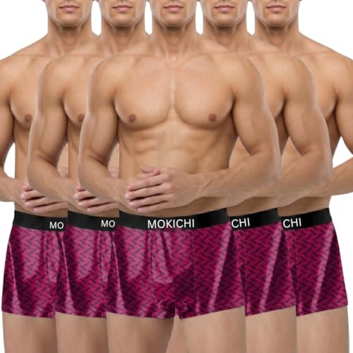 Image of Men's Boxer Briefs Pack of 5 | Soft Breathable Stretch Trunks | Moisture-Wicking Comfortable Innerwear | Printed Premium Underwear with Elastic Waistband