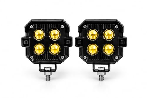 Image of Thorax 40W Dual Color LED Fog Light for Bike & Car - Yellow & White Beam, 4 LED Projector Lens, Waterproof IP68, Universal Fit (12V-80V) - Pack of 2