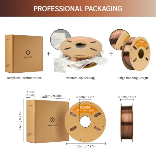 Image of ERYONE Silk PLA Filament for 3D Printer 1.75mm + /- 0.03mm, Shiny Filament 1kg (2.1lbs) /Spool, Mocha Brown