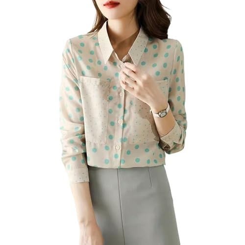 Chemise en mousseline de soie femme pois haut slim décontracté