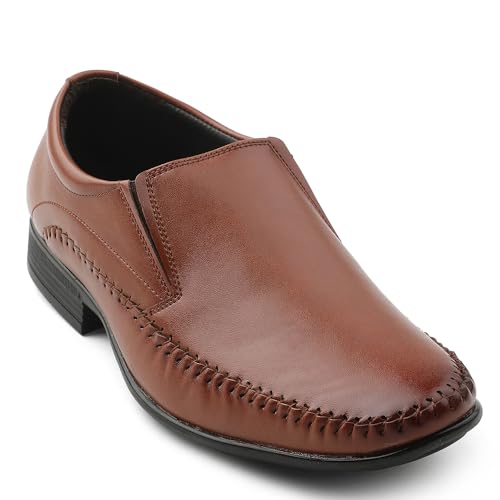Image of Liberty Fortune HML-18E Moccasin Shoes for Men - Brown, Tan, Non-Lacing Casual Formal Slip-On Moccasin Stylish Shoes Ideal for Office, Party, Comfortable Lightweight