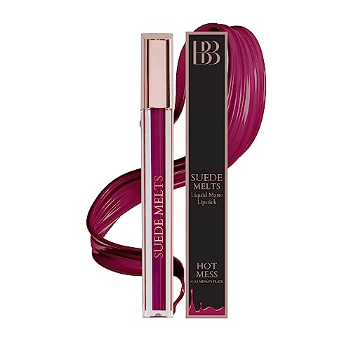 Image of Bergamot Beaute Matte Liquid Lipstick Suede Melts Non Transfer, Waterproof, Kiss Proof Long Lasting Upto 8 + Hours For Women 2.1ml (Hot Mess)