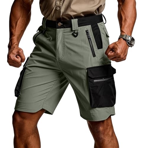 Short homme cargo multi-poches fermeture éclair taille élastique - 2