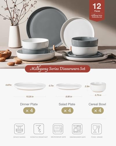 Service de table grès 12 pièces Famiware Milkyway vaisselle 4 personnes - 3
