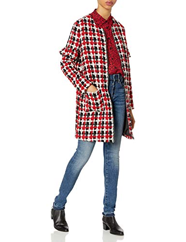 Jack by BB Dakota Junior's Check Your Facts Jacquard Plaid Coat with Ruffle Detail, Apple Red, Large