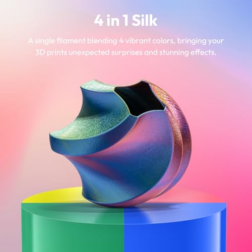 Image of AMOLEN Silk PLA 3D Printer Filament Bundle, Shiny Silkverse 4 Colors in 1 Filament 1.75mm Pack Multi Color from 4 Angles, 4x200g