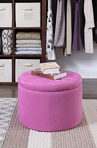 Convenience Concepts Designs4Comfort Round Shoe Ottoman, Pink Faux Suede #TOP2