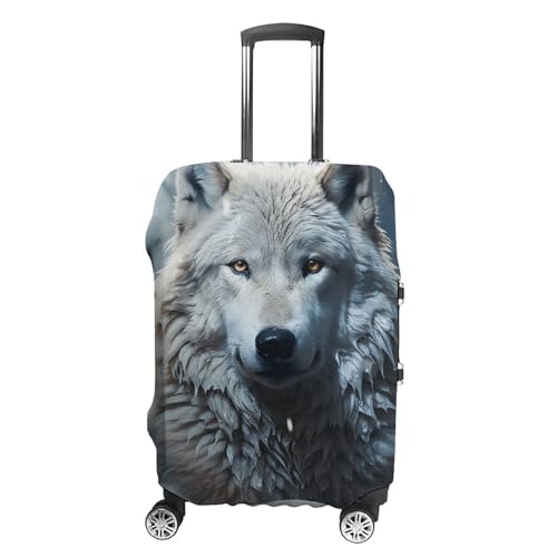 Wolf Sitting in The Snow Suitcase Cover Washable Luggage Cover Dust-proof Luggage Protector Cover Anti-Scratch Travel Suitcase Protector Fits 18-32 Inch Luggage L
