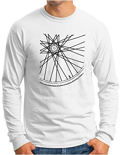 T-shirt de cyclisme à manches longues blanc OM3 taille XXXL motif rayons pour homme