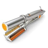  Hair Curler,32 mm Silver Titanium Rotating,Ceramic Iron Eletric Hot Brush Hair Straightener 2 In1