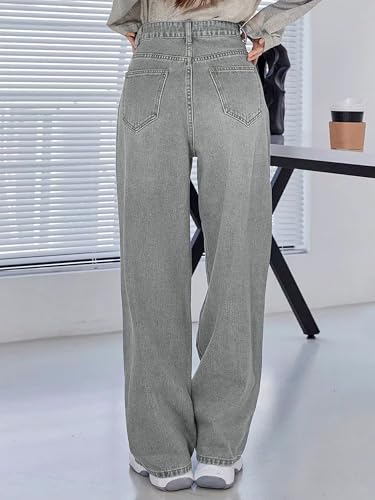 Image of Noble Monk Women Denim Wide Leg Premium Charcoal Jeans for Women |Baggy Fit Jeans for Women |Bell Bottom Jeans for Women