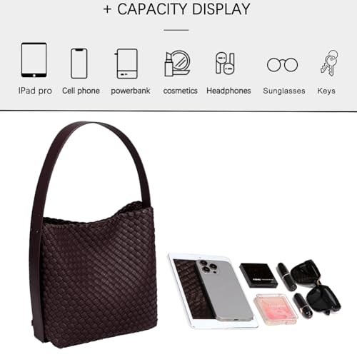 Image of Fashion Woven Tote Bag for Women, Female Hobo Bag, Beach Handbag Purse, Travel Shoulder Bag with Adjustable Strap