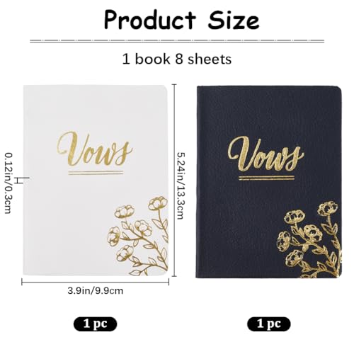 GORGECRAFT 2Pcs Leather Wedding Vow Books with Gold Foil Lettering and Flower 3.9x5.2 Inch Wedding Vow Booklets Wedding Guestbooks Wedding Ceremony Essentials for Wedding Day Ceremony - Image 2
