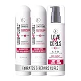 Love Ur Curls - Shampoo & Conditioner Set with All in One Curl Cream Styler for Kinky & Coily Hair, 3 Step System for Repair and Moisturizing