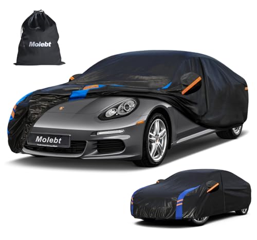 Image of Custom Fit Car Cover for Porsche Panamera (2009-2026), Upgraded Waterproof All Weather Outdoor Auto Cover with Driver Door Zipper & Mirror Pockets, UV /Snow /Dust Protection