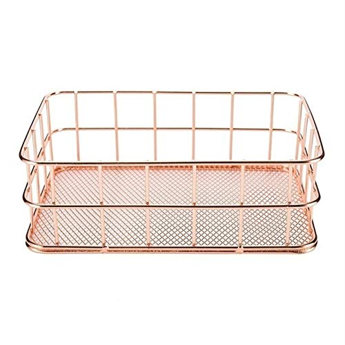 Boîte de rangement métal doré rose en 3 tailles pour bureau