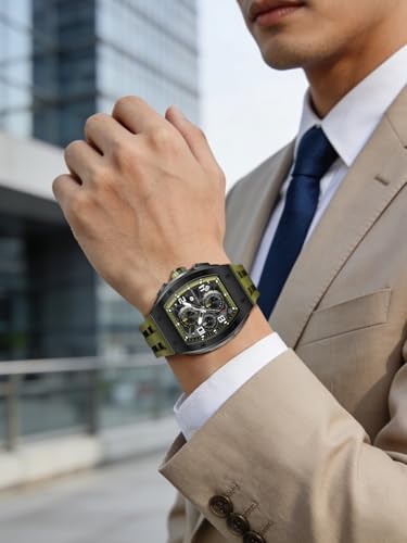 Image of TSAR BOMBA Mens Luxury Watch Watches for Men 50M Waterproof Japanese Quartz Movement Tonneau Stainless Steel Case Sapphire Glass with Chronograph Date Function Cool Unique Fashion Gift