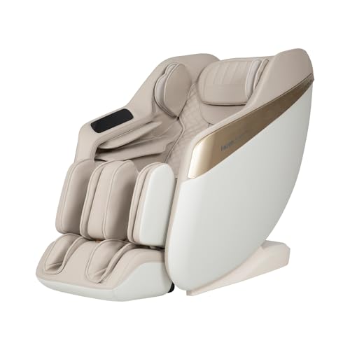 Amzyes 4D Massage Chair Full Body, 20 Modes Zero Gravity Massage Chair with 53.15 Inches SL Track, Foot Massage, Neck and Shoulder Massage, Shiatsu, Bluetooth Speaker, Home, Beige