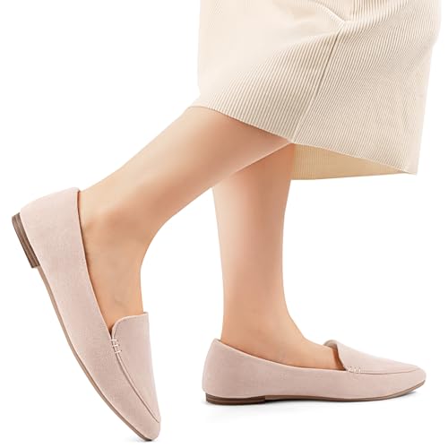 Image of MUSSHOE Pointed Toe Flats for Women, Comfortable Business Casual Work Shoes, Slip On Loafers with Arch Support, Office Walking Flats for All Day Standing