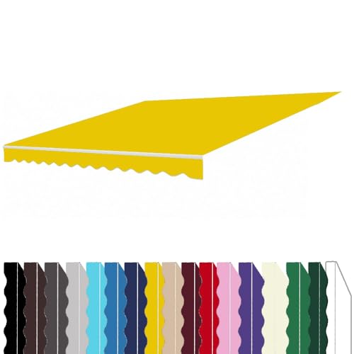 Markisenstoff, wasserdicht, gelb, 300 x 250 cm, für einziehbare/feste Markisen, Ersatzabdeckung (ohne Rahmen) – Canvas-Material, ideal für den Außenbereich