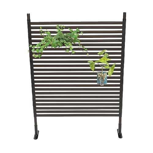 Metal Privacy Screen with Stand 4 ft W x 5 ft H,Outdoor Freestanding Privacy Screen and Panels for Outside Garden Backyard(43.5'' W x 59'' H)