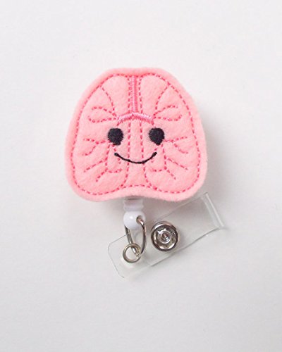 Lola The Lung - Retractable ID Badge Reel - RT Badge Holder - Cute Badge Reel - Nurse Badge Holder - Respiratory Specialist Badge Clip - Pulmonary Badge Reel