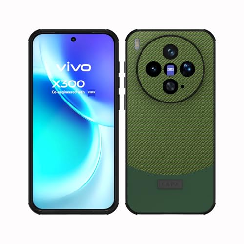 Image of KAPA MatrixWoven Grip Back Cover for Vivo X300 5G | Woven Fabric & Leather Hybrid Camera Protection, Shockproof Slim Bumper Case (Olive Green)