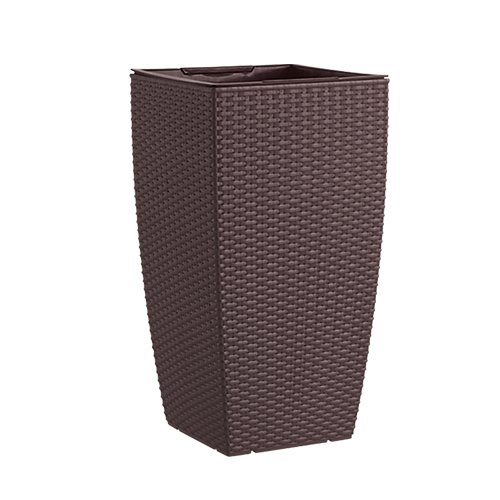 Preisvergleich Produktbild Emsa 513017 Blumenkübel für Outdoorbereich, Säule, 57 cm, Selbstbewässerungssystem, Mokka, Casa Mesh