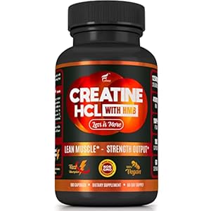 Creatine HCL Capsules with HMB – Workout Supplement for Men & Women, Muscle Builder, Endurance, Strength, Superior to Monohydrate: Instantized for Max Absorption, No Load, No Bloat, 180 Vegan Capsules
