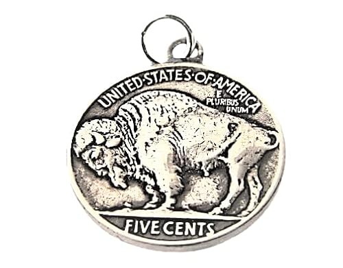 Authentic Buffalo Indian Nickel coin FULL HORN VARIOUS AVAILABALE DATE pendant charm accessories necklace bracelet sterling silver 6 mm jump ring handmade nice gift