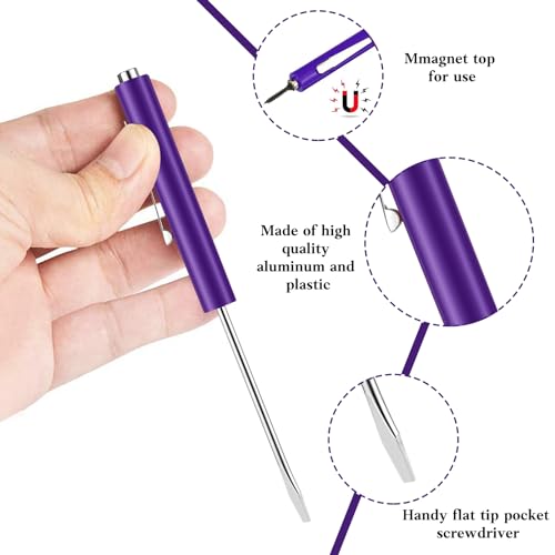 Image of 6 Pieces Pocket Screwdriver Mini Tops And magnetic pocket screwdriver with A Single Blade Head for Mechanical, Electrician (purple)