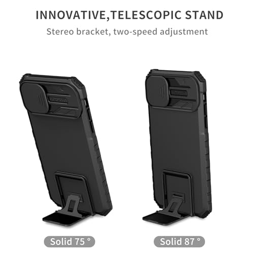 Image of ShieldTech Back Cover Case for Apple iPhone 11 | Sliding Camera Shield | Stereoscopic Stand | Shockproof 360 Protection | PC + TPU Hybrid Mobile Phone Case Cover for iPhone 11 | Black