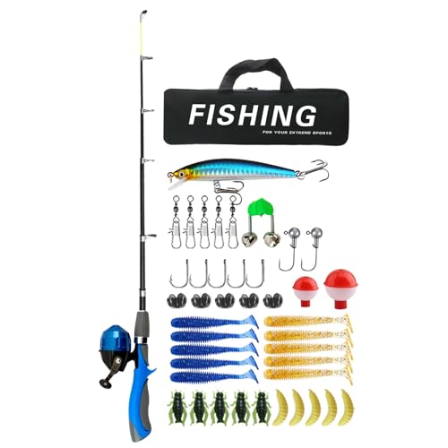 Kit de matériel de pêche complet à offrir : canne à pêche télescopique avec sac de rangement