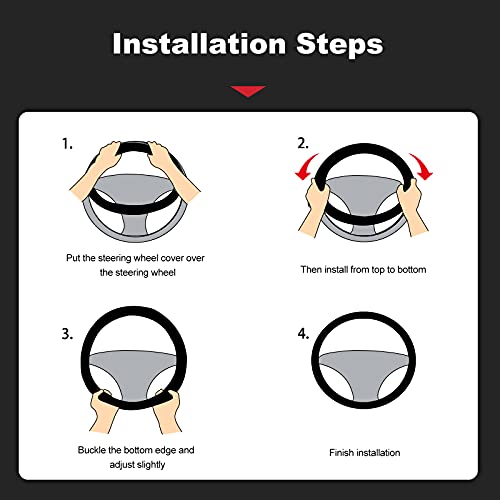 Ergocar Round Shape Carbon Fiber & Microfiber PU Leather Steering Wheel Cover Anti-Slip Car Steering Wheel Protector Breathable Sweat Absorbent Sport for Diameter 38cm（15"）-Black by Ergocar - Image 6
