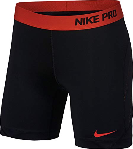 Nike Girls' Pro Sliding Shorts (S, Black/Max Orange)