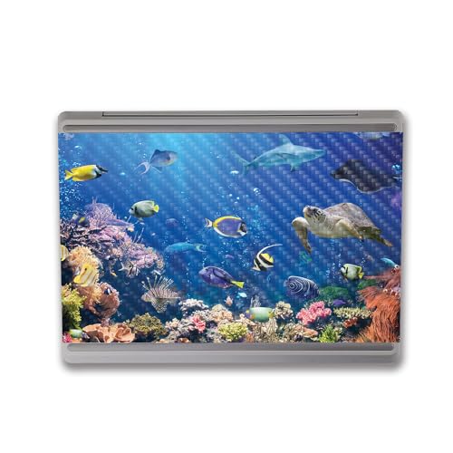 Image of MightySkins Carbon Fiber Skin Compatible with Microsoft Surface Laptop Go 3 (2023) Full Wrap Kit - Reef Life | Protective, Durable Textured Carbon Fiber Finish | Made in The USA
