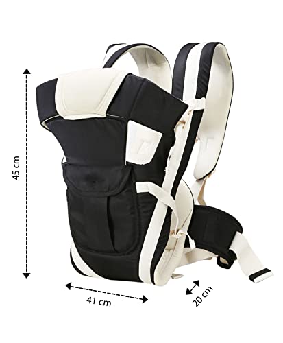 Image of Elementary Elegant Baby Carrier with 4 Carry Positions, Baby Carrier for 4 to 24 Months Baby, Adjustable New-Born to Toddler Carrier with Cushioned Leg Support, Max Weight Upto 15 kgs (Black)