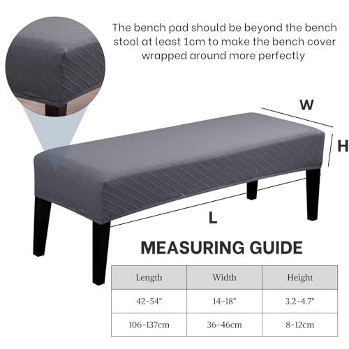 Image of SearchI Dining Bench Cover, Stretch Washable Long Bench Seat Covers, Rectangle Dining Table Bench Slipover for Dining Room, Living Room, Kitchen(Dark Gray)