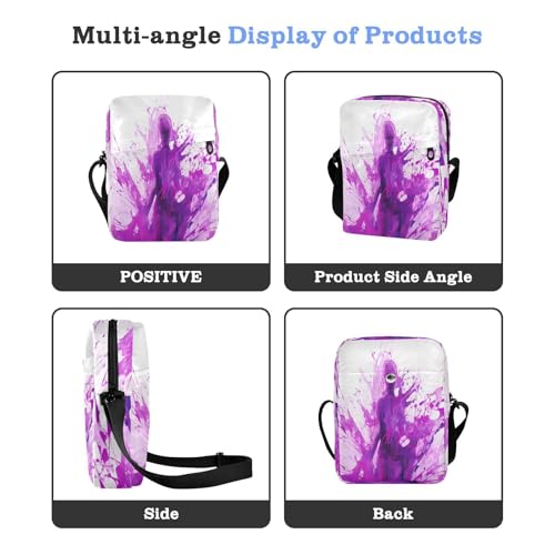 small messenger bag for women Small Crossbody Bags For Women women's crossbody handbags Adjustable Strap for Shopping Shopping- Paint Illustration Purple4