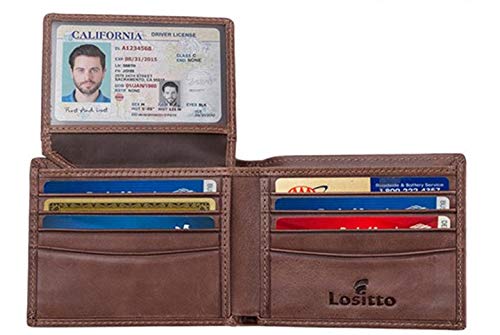 2 ID Window RFID Blocking Wallet for Men, Bifold Wallet, Sleek and Stylish Gift for Men, Multi Card Extra Capacity Travel Wallet (Large, Chocolate Brown-Distressed full grain leather)