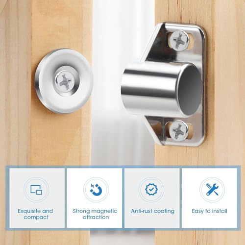 Taoduod Pack of 4 Magnetic Catch Magnetschnäpper Schrank Silber Cupboard Door Magnet Cabinet Fittings Rund Magnetschnäpper Starke Türmagnetverschlüsse Möbelmagnet Türverschluss Magnetverschluss