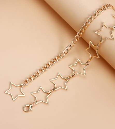 QWALIT Gold Chain Belt for Women - Fashion Silver Waist Chain With Star, Butterfly, Heart - Metal Belt 5