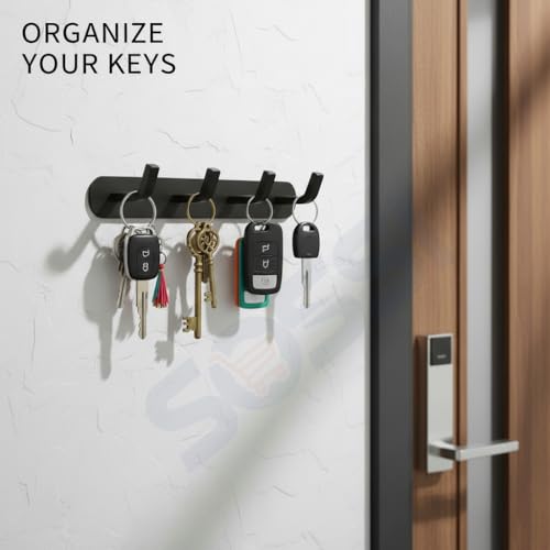 Image of SOSSI 4-Pin Cloth Hanger, Wall Mounted Hook Rail with 4 Hooks for Bathroom, Kitchen, Key Holder, Cloth-Towel Hanger, Robe Hooks (Pack of 2) (Matt Black)