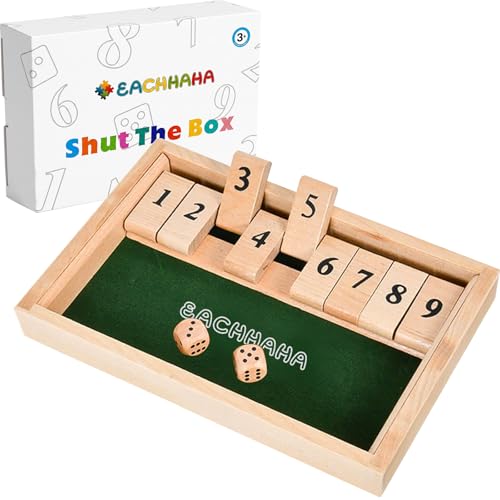 EACHHAHA Shut The Box 9er -Klassisches W&uuml;rfelspiel aus Holz