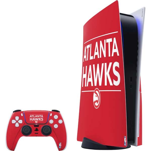 Skinit Decal Gaming Skin Compatible with PS5 Bundle - Officially Licensed NBA Atlanta Hawks Standard - Red Design